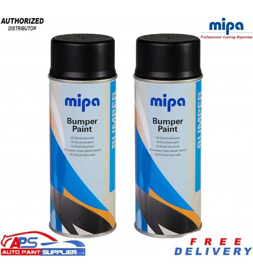 MIPA Plastic Topcoat Aerosol 400ml – 2x Black Bumper Spray Cans